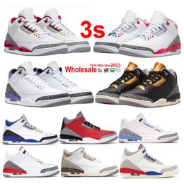 Georgia Peach 3 3s Basketball Shoes Lucky Green Fire Red True Blue Black Gold Cardinal Dark Iris White Cement Infrared KUMQUAT With Box Men Archaeo Brown