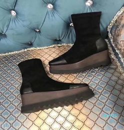 FASHIONVILLE - 2019120503 34 40 black nude orange strech platform short boots wedge fashion comfortable 8cm214W 31