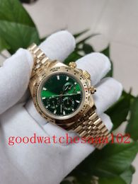 luxury watch Men's Watches 40mm Green Dial 116508 NO Chronograph Automatic Mechianical ETA Movement 18K Yellow Gold Stainless Steel bracelet Men's Wristwatches