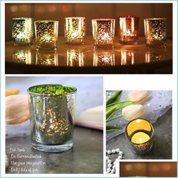 Candle Holders Mticolor Glass Candlestick Color Scented Candle Cup Luminous Dining Table Wedding Decor Starry Night Holder Drop Deli Dhvgi