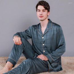 Men's Sleepwear Brand Real Silk Men Pyjamas High Quality Long-Sleeved 2 Pieces Pyjama Sets Male Mulberry Pyjama Homme Set