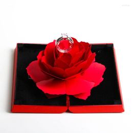 Jewelry Pouches Arrival Foldable Black Box Red Ring Rose For Valentine's Day Gift