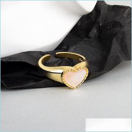 Wedding Rings Wedding Rings Elegant Gold Sier Love Heart Shell Finger Ring For Women Fashion Party Jewellery Gift Drop Delivery 2022 Dhnss