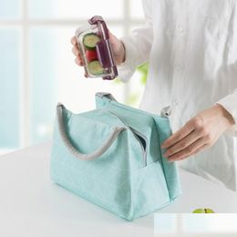 Storage Bags Portable Insated Lunch Bag With Handle Waterproof Food Bento Bags For Outdoor Travel Picnic Containers Durable 7 2Ym Ww Dhx3K