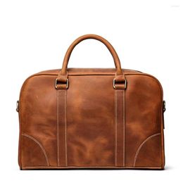 Briefcases Nesitu Highend Vintage Brown Thick Genuine Crazy Horse Leather A4 Office Men's Briefcase Men Messenger Bags Portfolio M8996