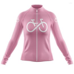 Racing Jackets Women's Cycling Jersey Long Sleeve Pink Shirt Top Mountain Bike Clothing Equipaciones De Ciclismo Mujer Bicycle Clothes