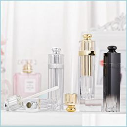 Storage Bottles Jars 5Ml Clear Empty Lip Gloss Tubes Gradients Colour Plastic Packaging Bottle Lipgloss Containers Screw Cap Gold Sie Dhzuz