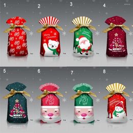 Gift Wrap 50pcs Merry Christmas Candy Bags Santa Claus Plastic Treat Bag Xmas Year Biscuit Gifts Box Decoration
