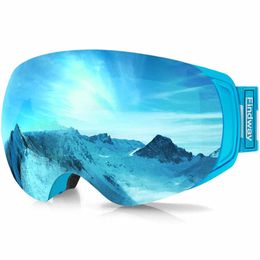 Ski Goggles Findway Mask Women Men Magnetic Goggs Snowboard and for OTG Eyeglasses Anti-UV UV400 Protection Anti-Fog L221022