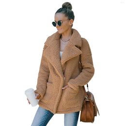 Women's Fur Women's Winter Clothes Imitation Lamb Wool Lapel Wish Woollen Coat With Zipper