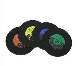 4 Colors Creative CD Cup Mat Retro Vinyl Coasters Non Slip Vintage Record Pad Home Bar Table Decor Coffee Mats RRE15326