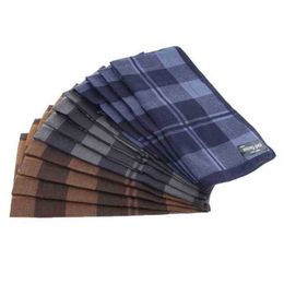 12 Piece Vintage Men Plaid Cotton Handkerchief Pochet Handkerchiefs Wedding Favours J220816