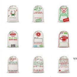 Christmas Gift Bags Santas Sacks Festive Party Decorations Xmas Kids Candy Bag Sackcloth Drawstring Bundle Totes Pocket Pouch JNB16555