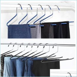 Hangers Racks S Shaped Stainless Steel Hangers Goose Shape Trousers Rack Storage Non Slip Forward Reverse Hook Hanger Home 1 78Rm G2 Dhdlf