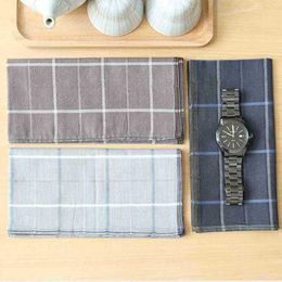 3x Men Handkerchiefs Soft Plaid Gift For Father For Grid Suit Wedding J220816