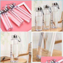 Water Bottles Motion Outdoors Water Bottle Plastic Students Bicycle Cylindrical Cups Coffee Drink Leak Proof Transparent Mugs Simplic Dho2G