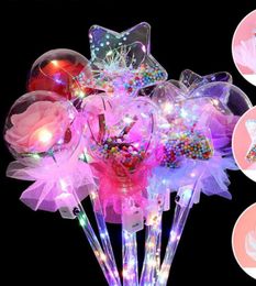 LED Party Favor Decoration Light Up Glowing Red Rose Flower Wands Clear Ball Stick For Wedding Valentine's Day Atmosphere Decor RRB16572