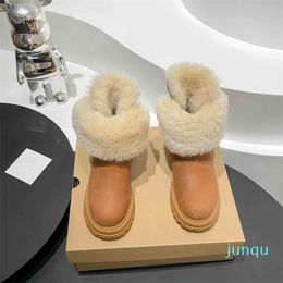 Winter Warm Boot Designer Woman Australia Snow Boot Classic Mini Buckle Velcro Motorcycle Ankle Booties For Women 2022
