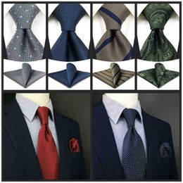 Classic Tie Set For Men Tie With Pocket Square Blue Pink Luxury Striped Wedding Guest Gift Christmas Grey J220816