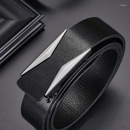 Belts For 3.5cm Width Sports Fashion Automatic Buckle Black Genuine Leather Men's Jeans High Quality Waist Male Strap