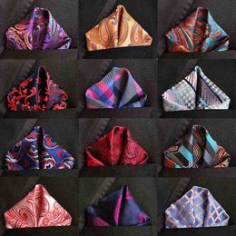 Luxury 25 Cm 25Cm Men Silk Handkerchief Fashion Pocket Square Paisely Flowers For Men Hanky For Wedding party Chest Towel J220816