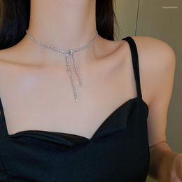 Chains Luxury Crystal Choker Necklaces For Women Long Tassel Rhinestones Statement Jewellery Accessories