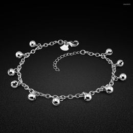 Anklets Women's 925 Sterling Silver Anklet Minimalist 12 Bell Ankle Bracelet Sound Summer Jewellery Gift Pulseira