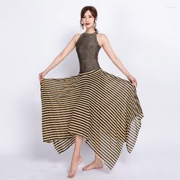 Stage Wear Women Oriental Dance Costume Belly Practice Clothes Sleeveless Tank Tops And Striped Skirts 2-piece Suit Dancing Dress