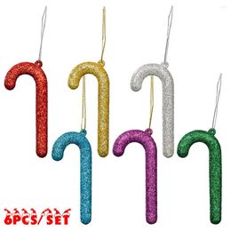 Christmas Decorations 6Pcs Candy Cane Red Green Plastic Crutch Tree Pendants Decor Hanging Ornament For Home Decoration Xmas Year 2022