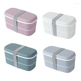 Dinnerware Sets Bento Lunch Box Container With Chopsticks Storage For Adults Kids Double-layer Boxes Microwave Dishwasher Safe 1 Pc
