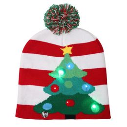 16 styles Led Christmas Halloween Knitted Hats Kids Baby Moms Winter Warm Beanies Pumpkin Snowmen Crochet Caps Festive Party RRE15323