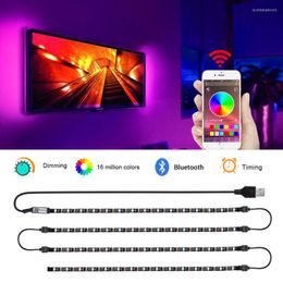 Strips USB LED Strip With Bluetooth Controller Color Changeable TV Backlight 0.5M 1M 2M 3M RGB Diode Tape For Display Screen Decor