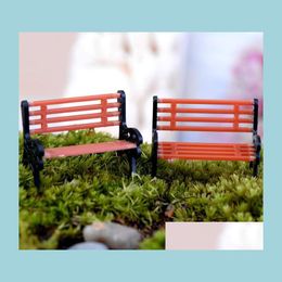 Garden Decorations Crafts 50Pcs Mini Modern Park Benches Miniature Fairy Garden Miniatures Accessories Toys For Doll House Courtyard Dhpz1