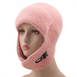 Beanie/Skull Caps Women Wool Knitted Hat Ski Hat Sets For Female Windproof Winter Outdoor Knit Warm Thick Siamese Scarf Collar Warm Hat Girl Gift T221025