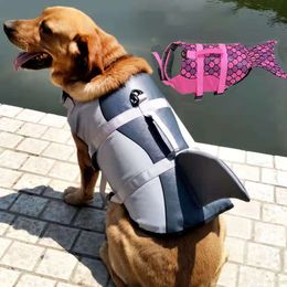 Dog Apparel Vest Portable Folding Safety Clothes Dogs Swimwear Pet Life Swimming Mermaid Shark