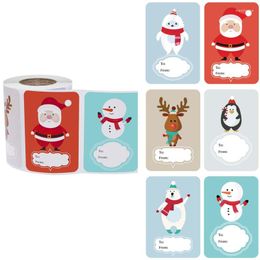 Gift Wrap H051 250pcs/roll 6 Designs Adhesive Christmas Name Tags XMAS Stickers Present Seal Labels Decals Package