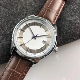 Top Luxury Brand Men's Quartz Watch Fashion Casual with Calendar Stainless Steel Case Leather Watch
