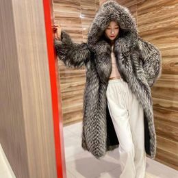 Women's Fur Winter Coats And Jackets Women High-quality Designer Clothing Faux Coat 5XL Premium Silver Grey Jacket