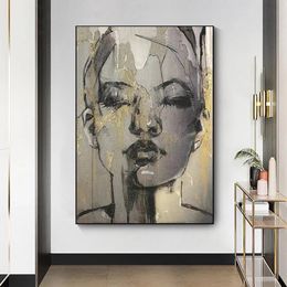 Wandkleed Face Black Canvas Painting Wall Art Pictures Posters and Prints Wall Decoration for Living Room Can be coustomas Made