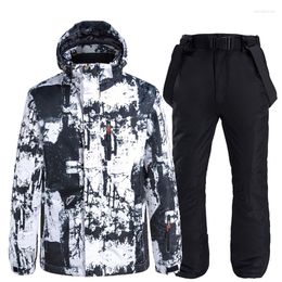 Skiing Suits -30 Thick Warm Men Women Ski Suit Waterproof Windproof Snowboarding Jacket Pants Set Winter Snow Wear