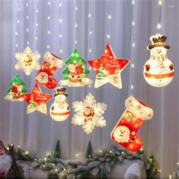 Strings 3M Snowflake Star LED Curtain String Light USB Christmas Window Icicle Fairy Garland For Holiday Wedding Party Decor