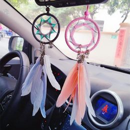 Interior Decorations Dream Catcher Car Accessory For Girls Feather Mirror Hanging Pendant In Auto Ethnic Home Decor Lucky