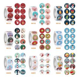Gift Wrap 9 Styles 500Pcs/Roll Christmas Snowman Santa Claus Decor Labels Seal Stickers DIY Paper Sticker