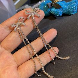Dangle Earrings Bow Tassel 2022 Trend Temperament Long Jewellery For Women Cubic Zircon Wedding Party Gift Lady Young