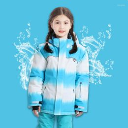 Skiing Jackets 2022 Children Ski Suits Girls Warm Plus Fleece Kids Outdoor Snowboard Windproof Waterproof Tops Coat Hooded