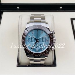 NF Factory V5 Mens Watches 40mm Ice out Blue Dial equiped with Cal.4130 Movement Automatic Mechanical Steel Ceramic Bezel Sport Men Wristwatches Montre De Luxe