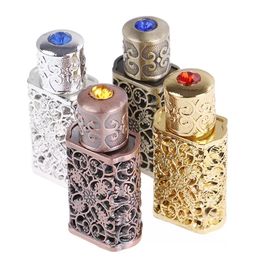 3ML Trendy Antiqued Perfume Decor Bottle Empty Bottle Container Hollow Carved Metal Essential Oil Bottles Travel Wedding Decoration Gift