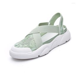 Sandals 2022 Summer Shoes Women Thick Sole Flat Breathable Mesh Casual White Green Black A4525