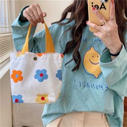 Shopping Bags Floral Mini Canvas Shopping Handbags Fmale Reusable Foldable Tote Bags Women Canvas Shoulder Bags Female Ulzzang Funny Eco T221022