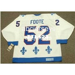 #52 ADAM FOOTE Quebec Nordiques 1992 CCM Vintage home Hockey Jersey Stitch any name number